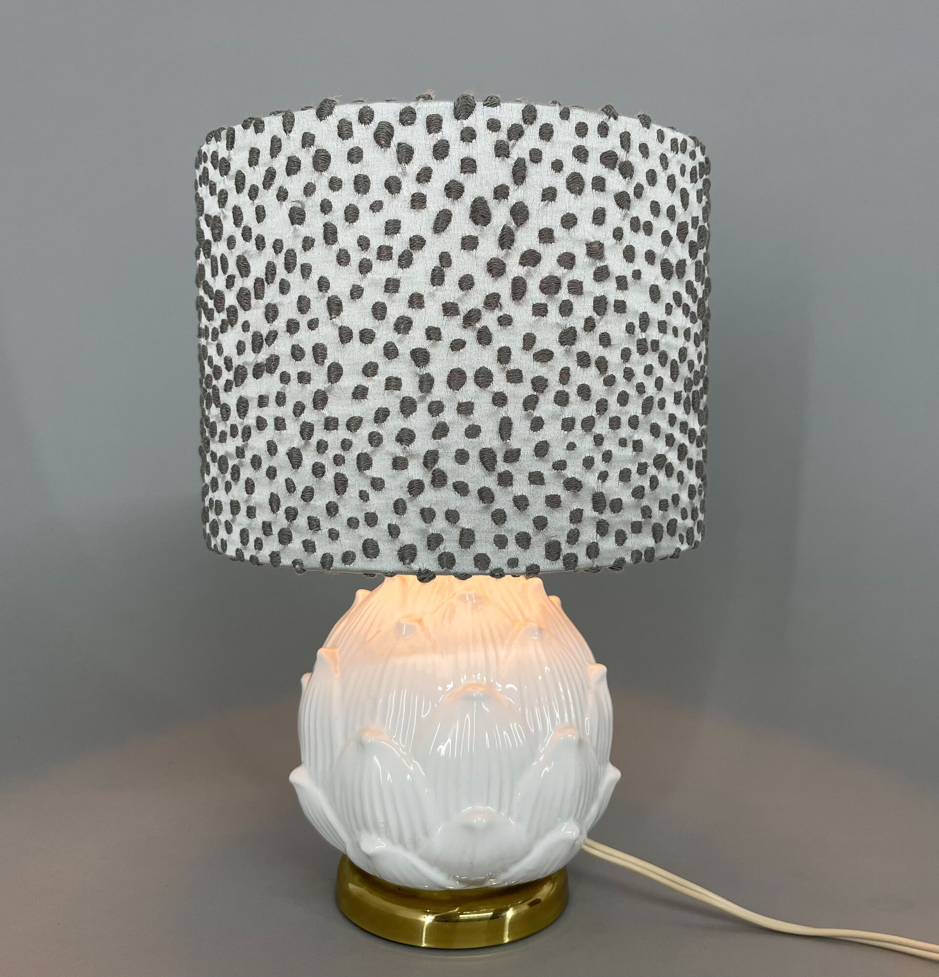 Lampe de table italienne en céramique émaillée d’artichaut du milieu du siècle