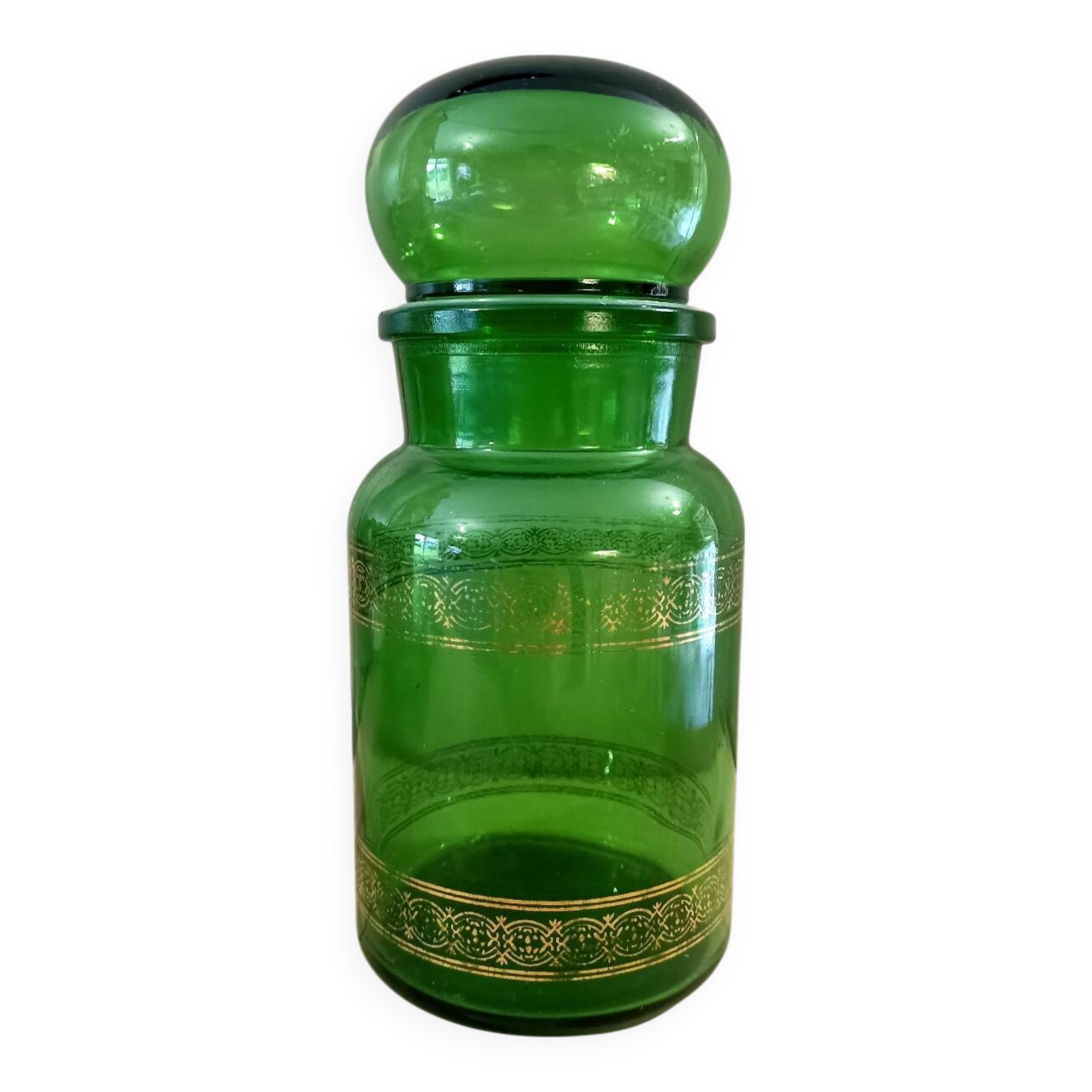 Green retro glass candy box