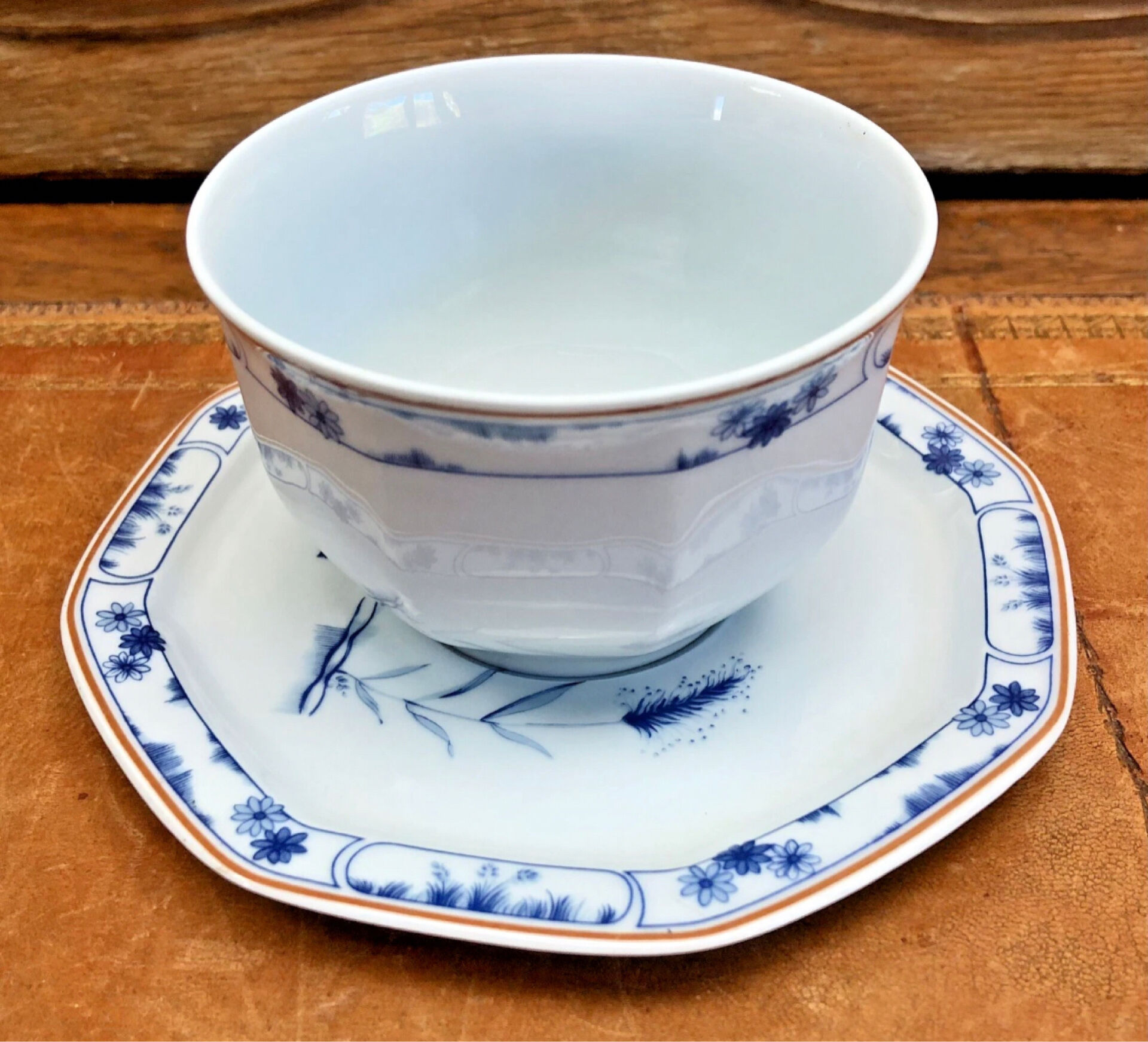 6 octagonal tea cups and saucers porcelain Haviland Limoges