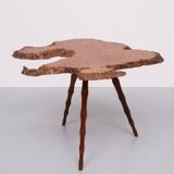 Table d'appoint en ronce organique des années 1950
