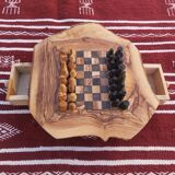 Jeux d'échecs rustique en bois d'olivier fait main