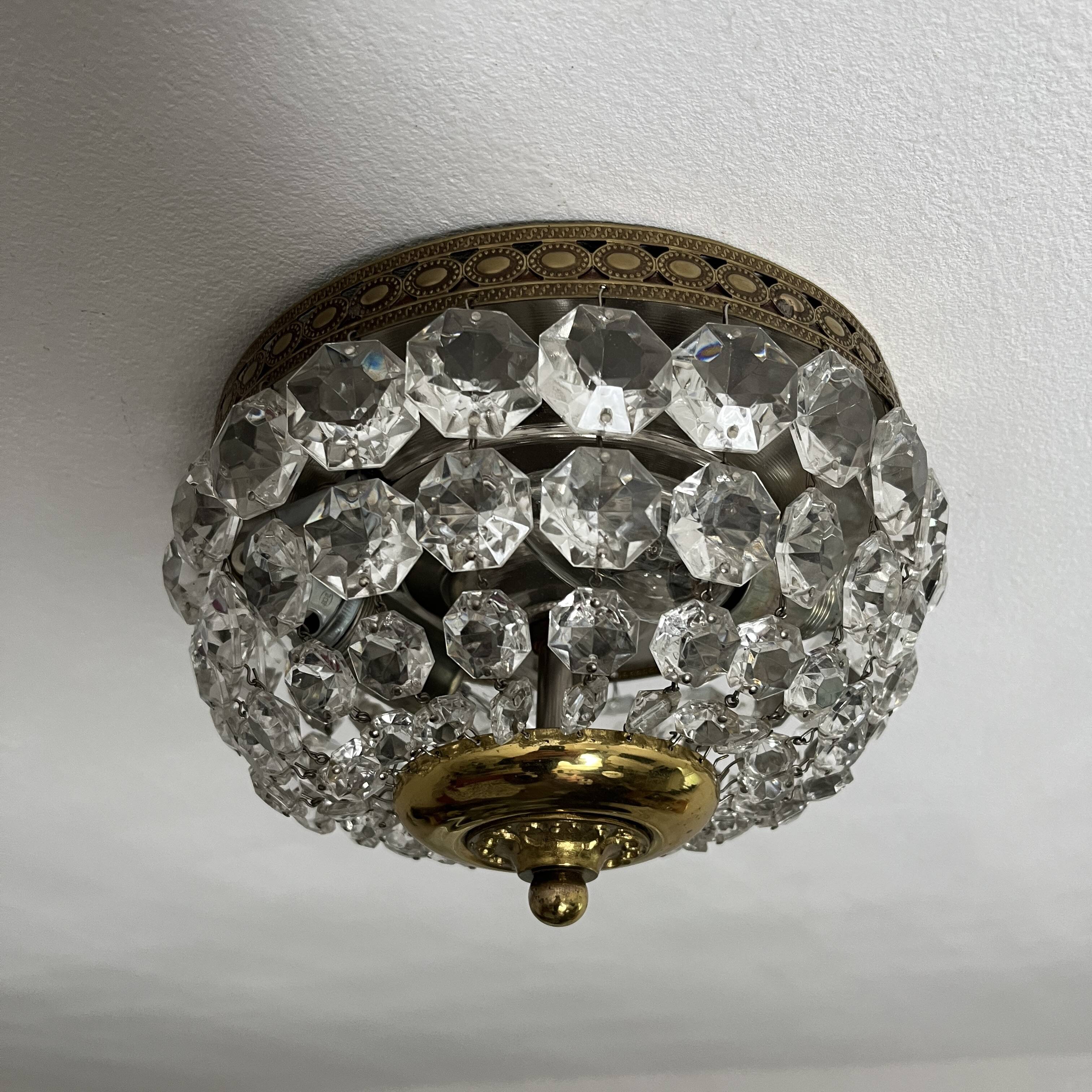 Basket ceiling light with tassels 2 lights golden brass Deknudt