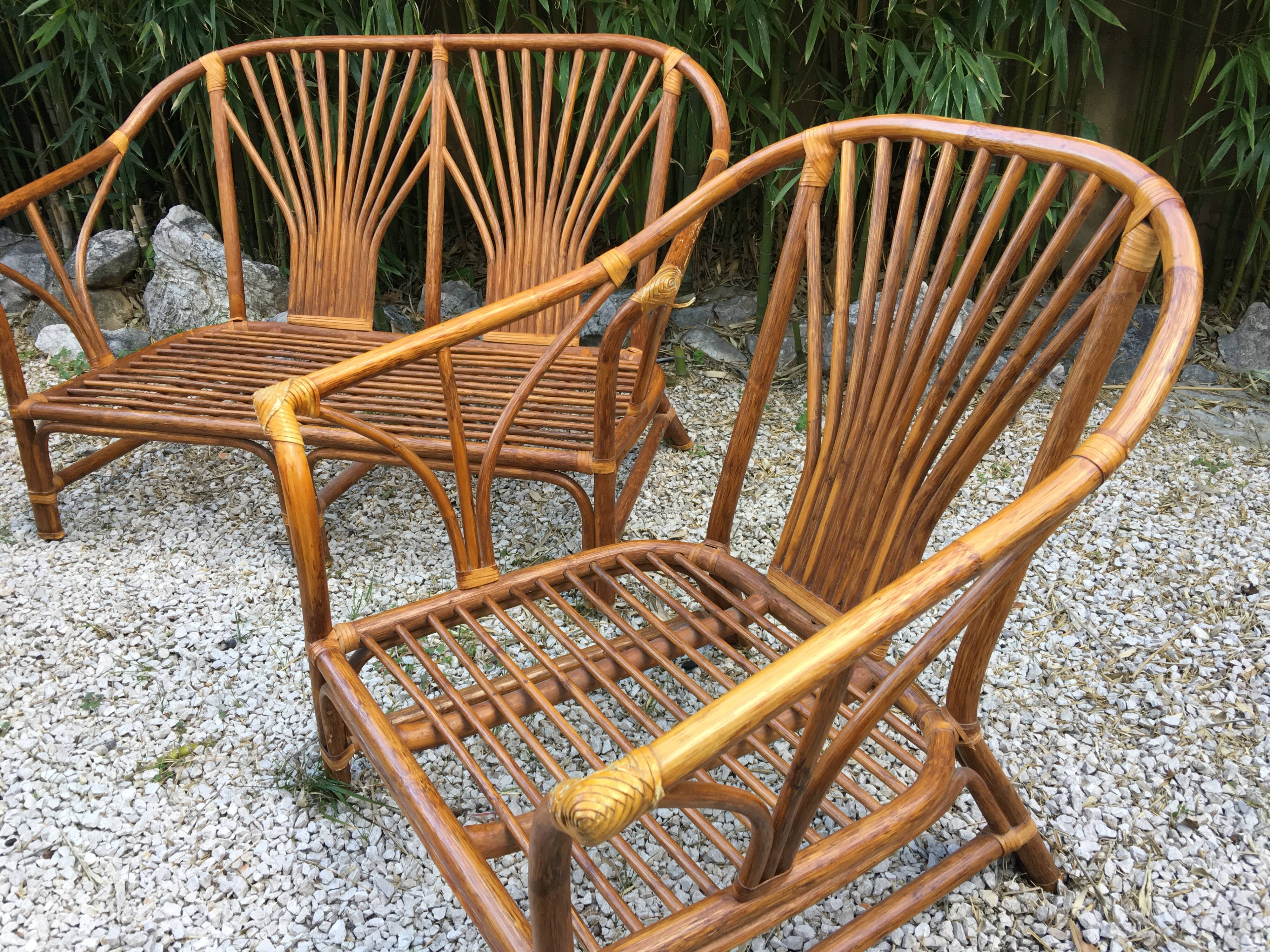 Vintage rattan living room 1970