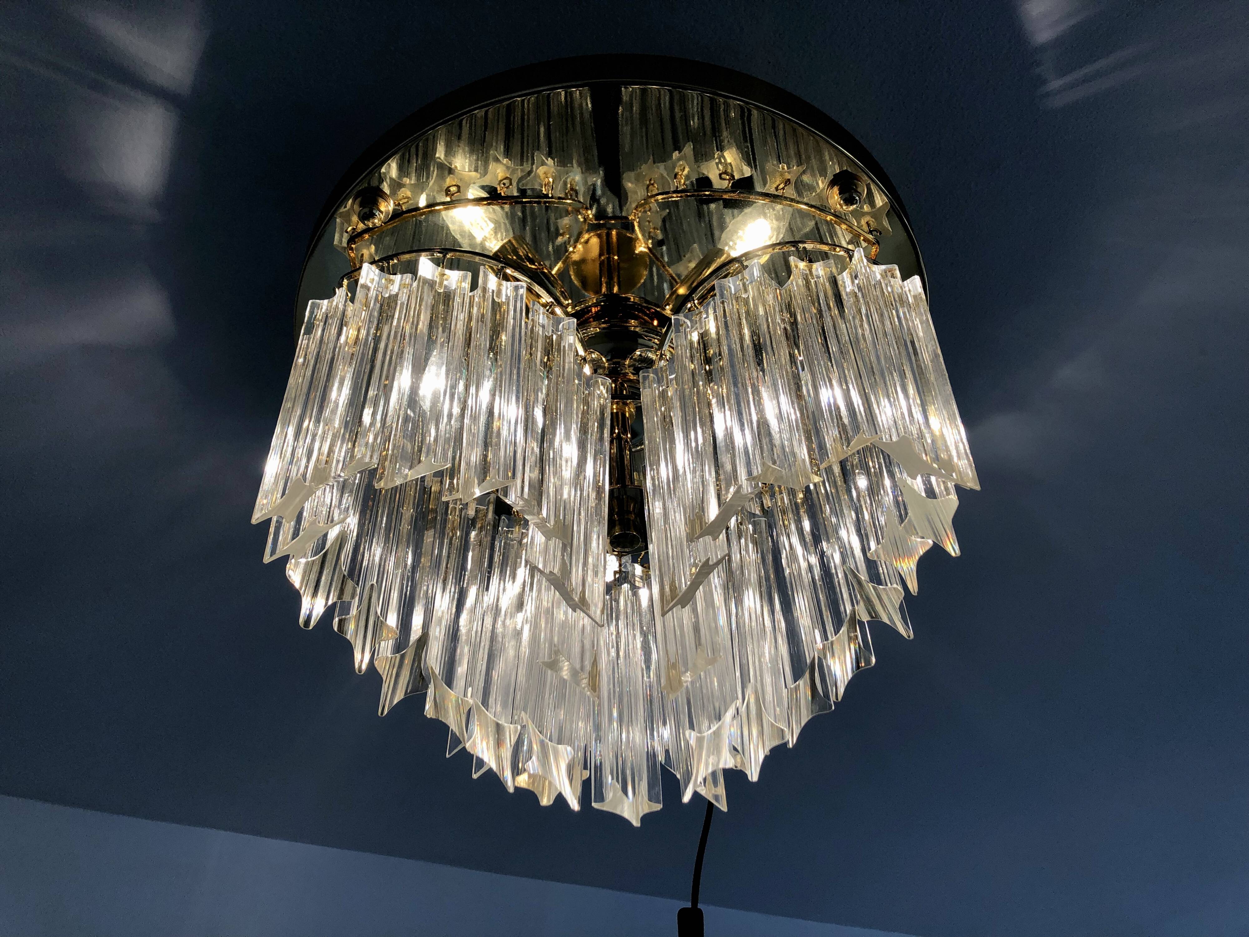 Novaresi Murano glass ceiling lamp, 1970