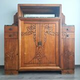 Art Deco sideboard with marble tops, antique dresser, display cabinet