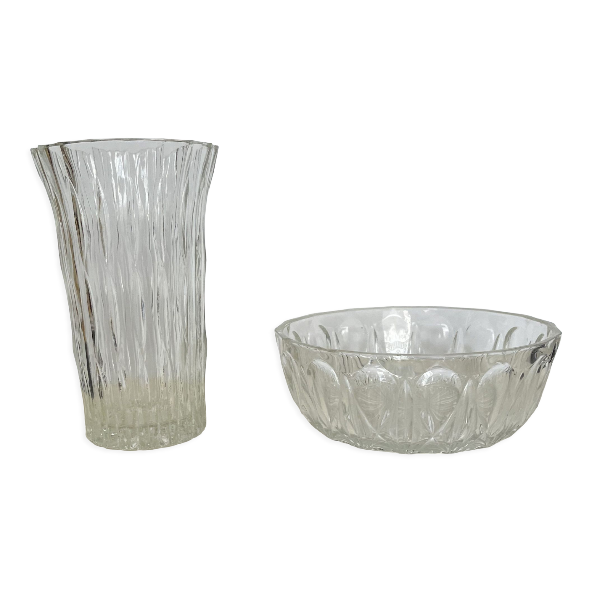Cup and glass vase
