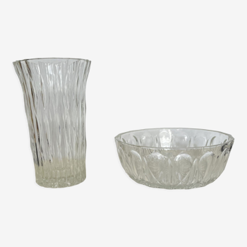 Cup and glass vase