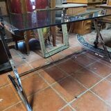 Desk chrome top in tinted glass 140/60cms