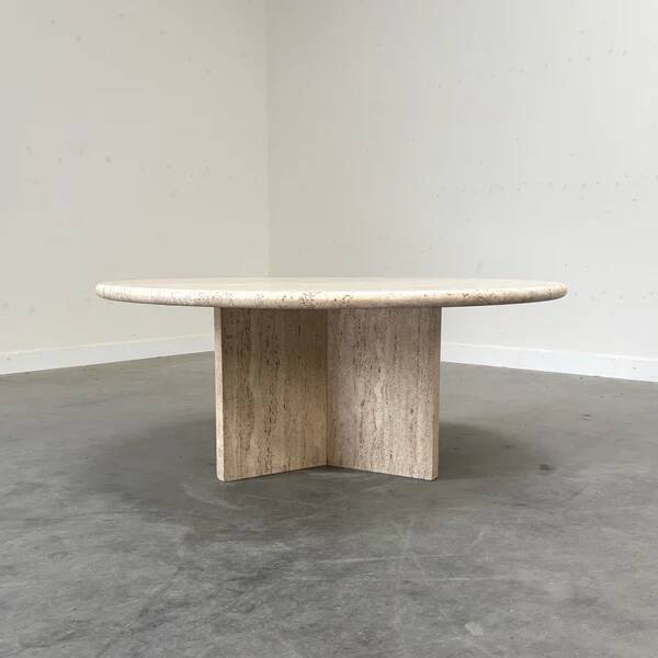 Round travertine coffee table, 1970s