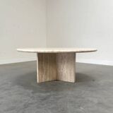 Round travertine coffee table, 1970s