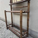 Vestiaire en bambou teinté avec miroir et porte-parapluies – 1920