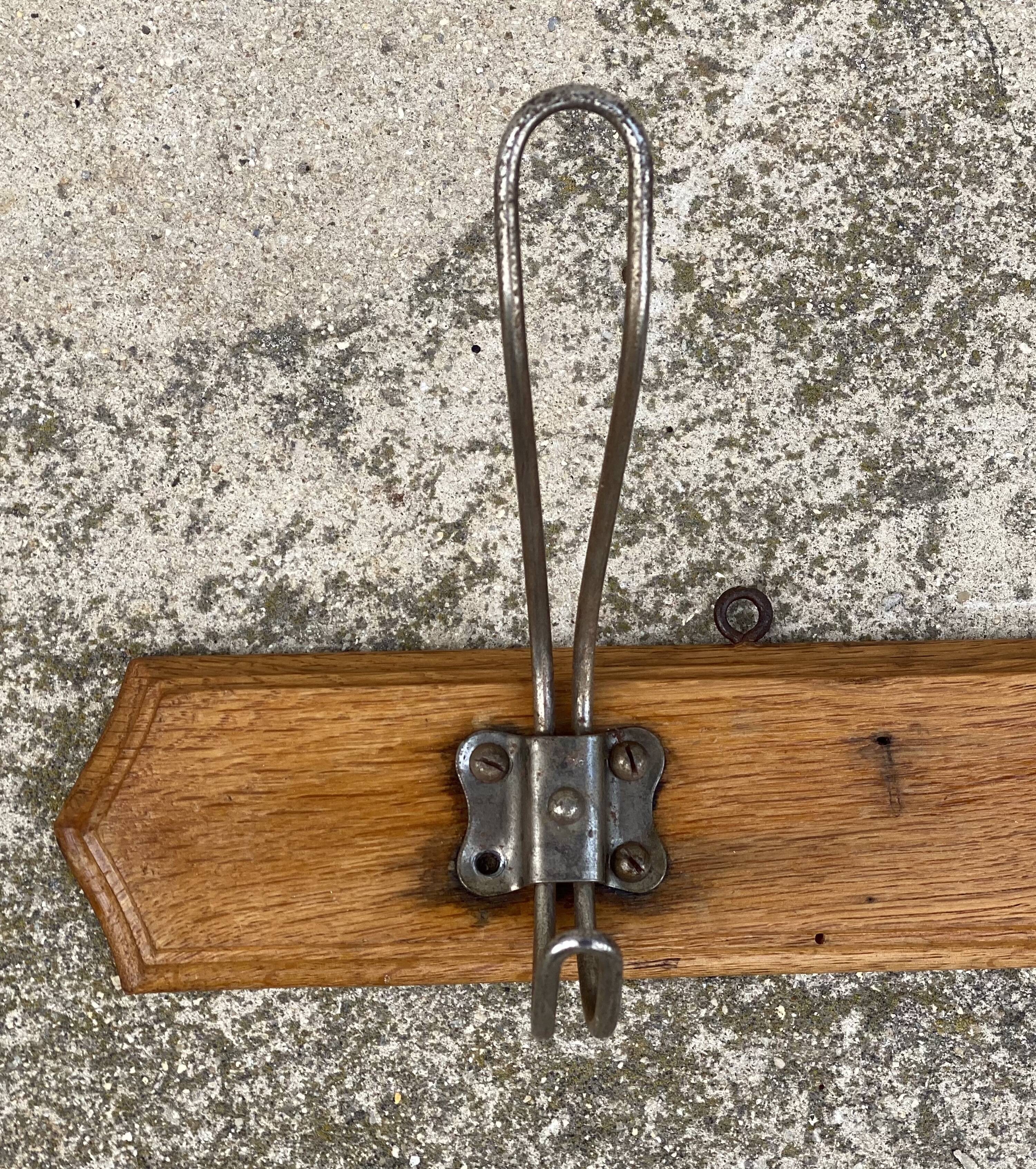 Wall-mounted coat rack with 3 hooks Vintage 1900