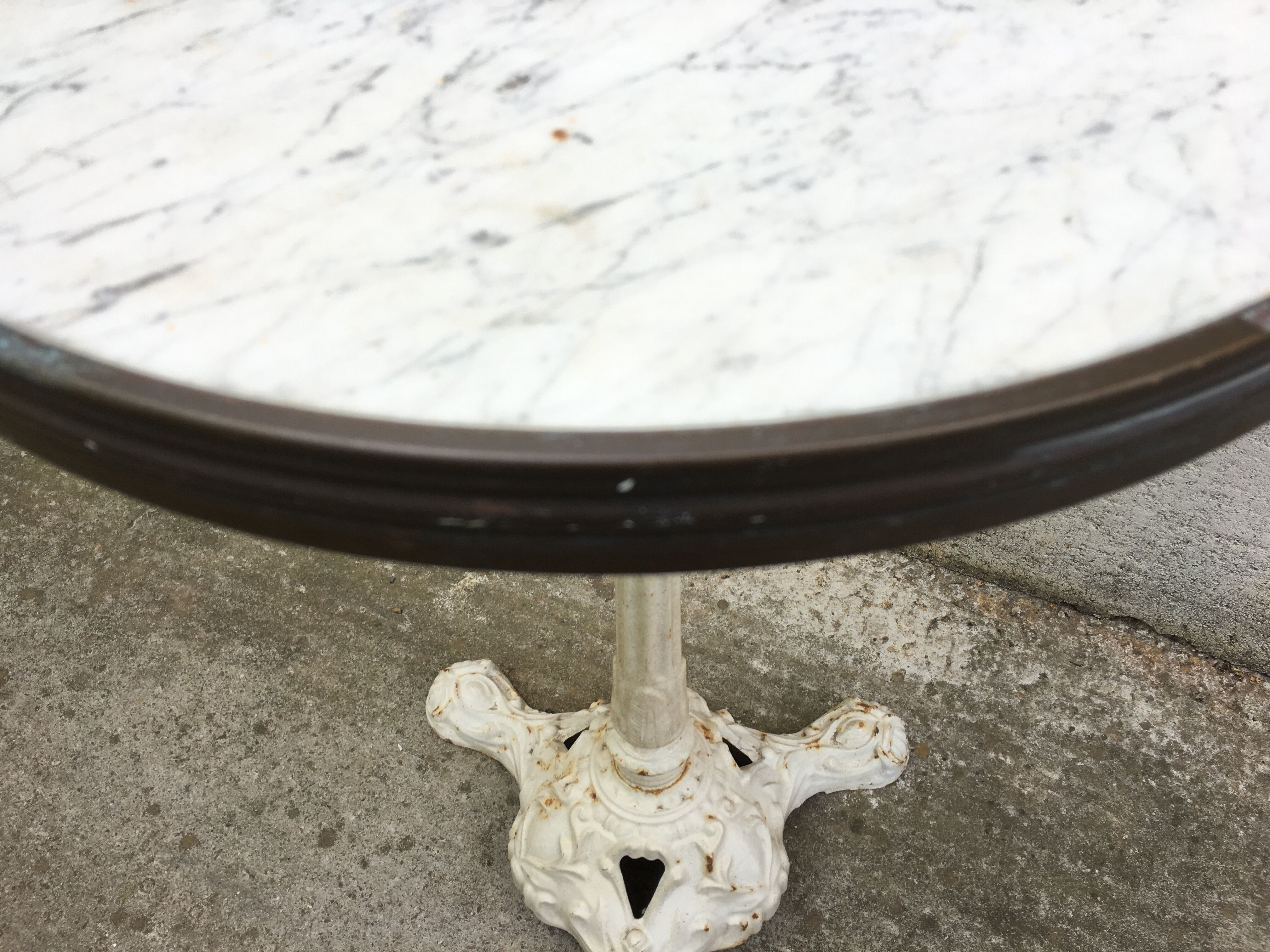 Old marble round bistro table