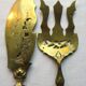 Fish cutlery in case, engraved, chiseled, silver and gilded metal