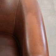 Set of 2 cognac-coloured cow leather club armchairs in English style