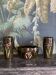 Rare Art Nouveau Ensemble circa 1900 – Glazed ceramic with iris decoration – Trio