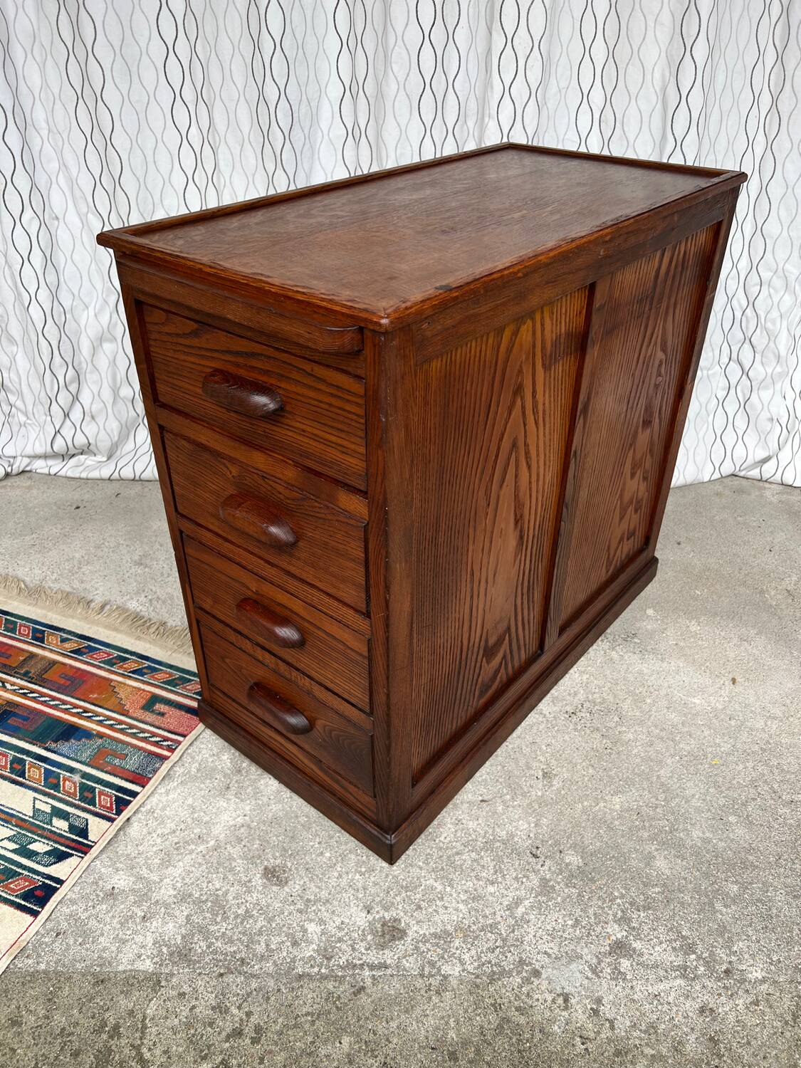 Ancien caisson de bureau en chêne, double face