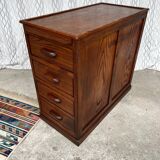 Ancien caisson de bureau en chêne, double face