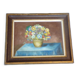 Old painting representing a bouquet of flowers