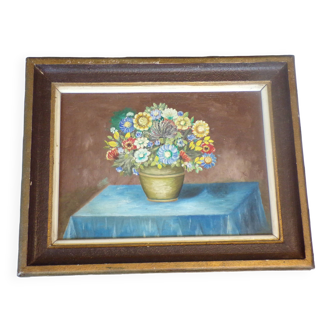 Old painting representing a bouquet of flowers