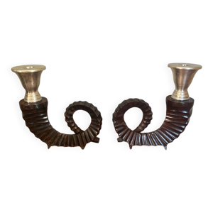 paire de bougeoirs en - bronze