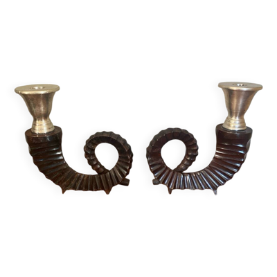 Paire de bougeoirs en bronze Chapman