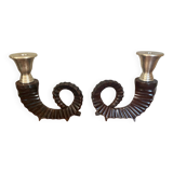 Pair of bronze candlesticks by Chapman