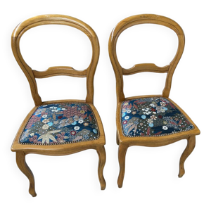 2 chaises en boys et - tissus