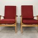 Pair of 50s vintage boomerang armchairs velvet and wood