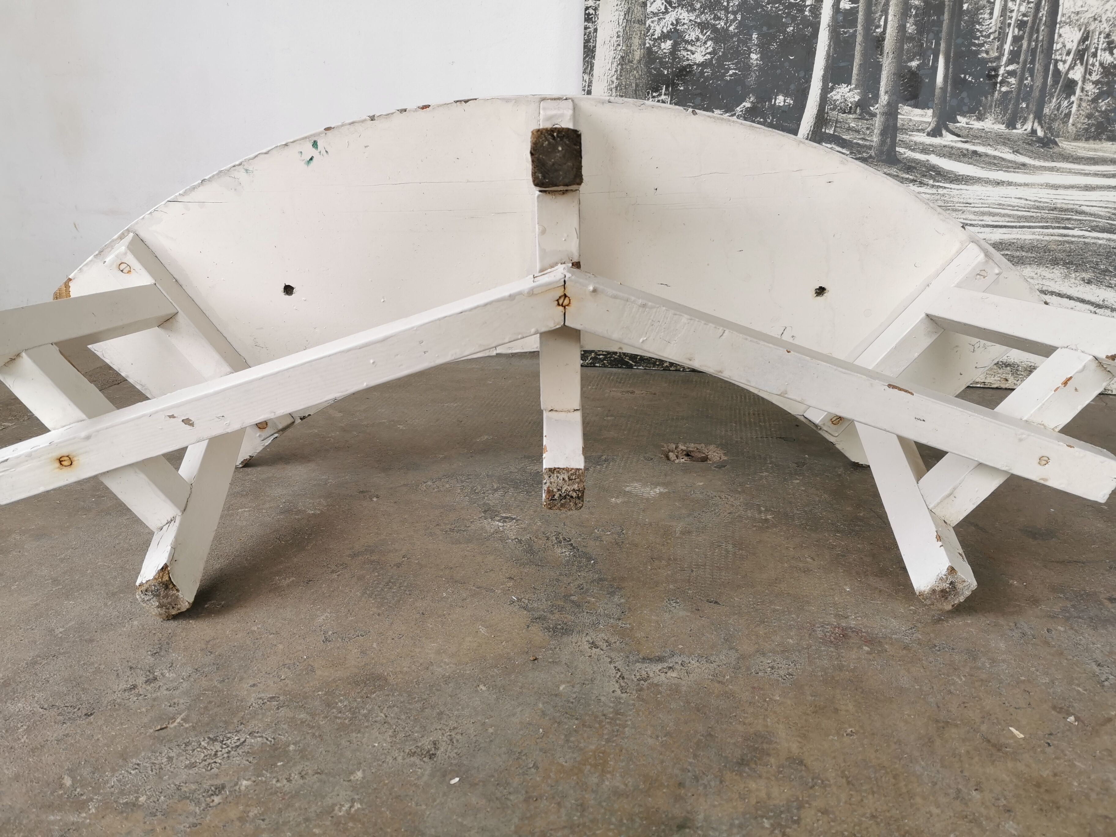 Pair of benches in white fir