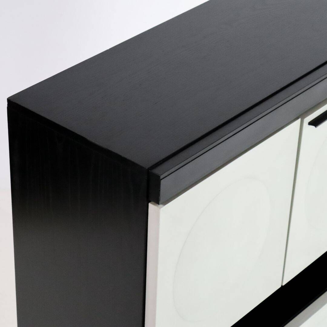 Black and White Oak Brutalist Bar Cabinet