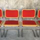 Ensemble de 4 chaises cesca bois et rouge, modèle B32 par Marcel Breuer