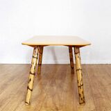 Rattan and compressed wood coffee table 1970
