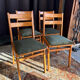 Set of 4 vintage chairs in wood and corduroy – 1950s/60s