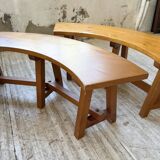 Set of round table and 4 rounded benches, 1950