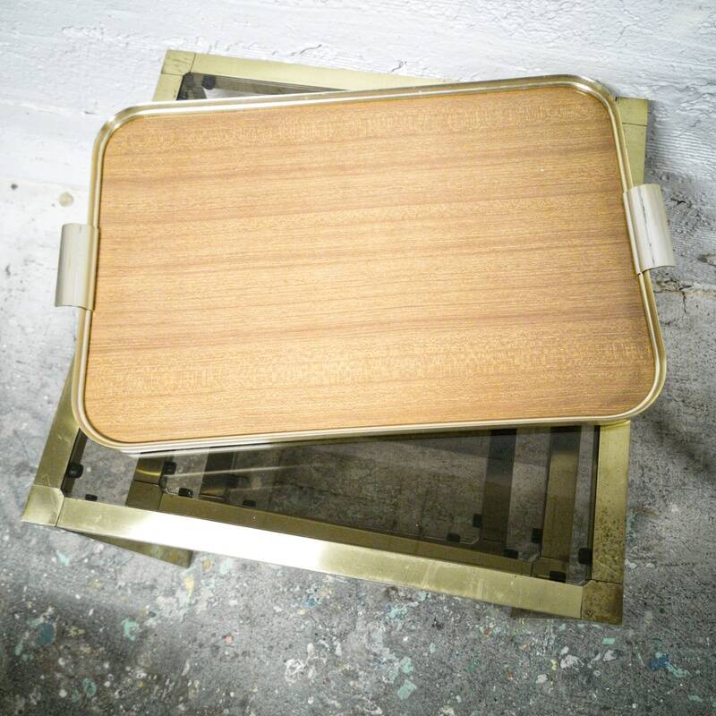 Vintage gold metal and Formica tray