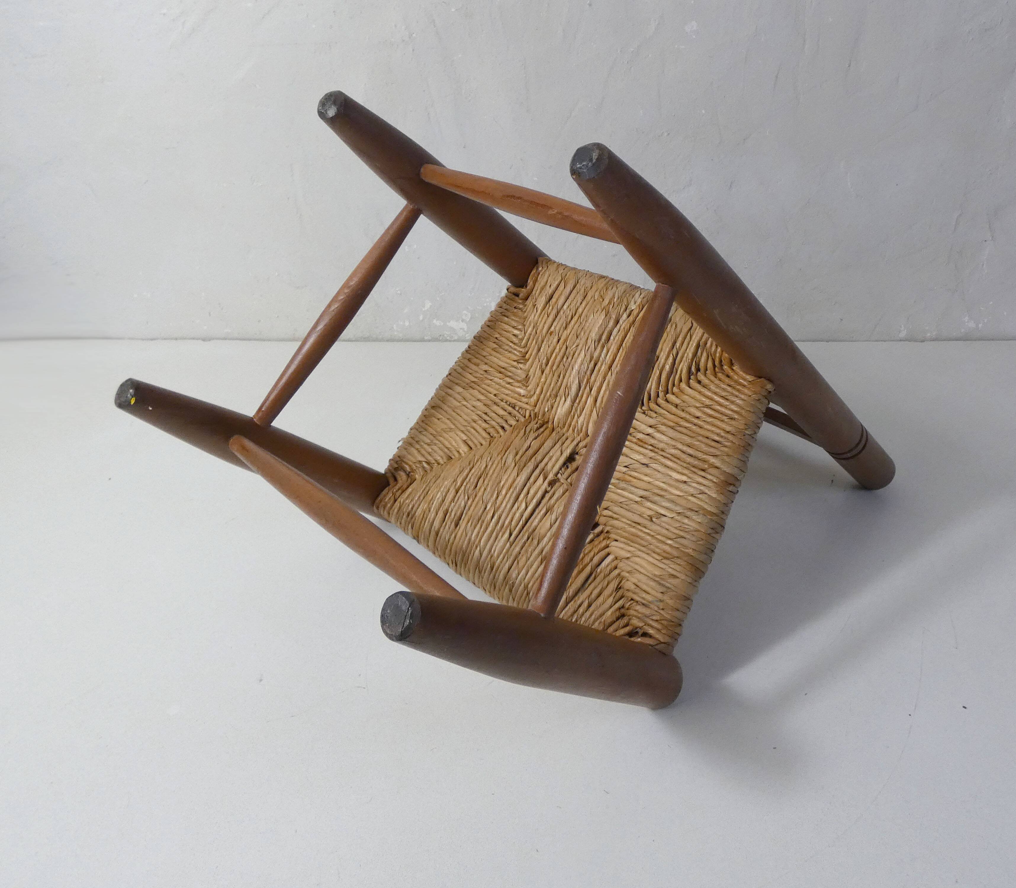 Old wooden straw chair for children