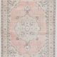 7x10 Large Pink & Beige Madallion Pattern Turkish Rug, 209x305Cm