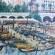 Painting port de Menton by Jacques Cuffaut, mid-twentieth century with frame