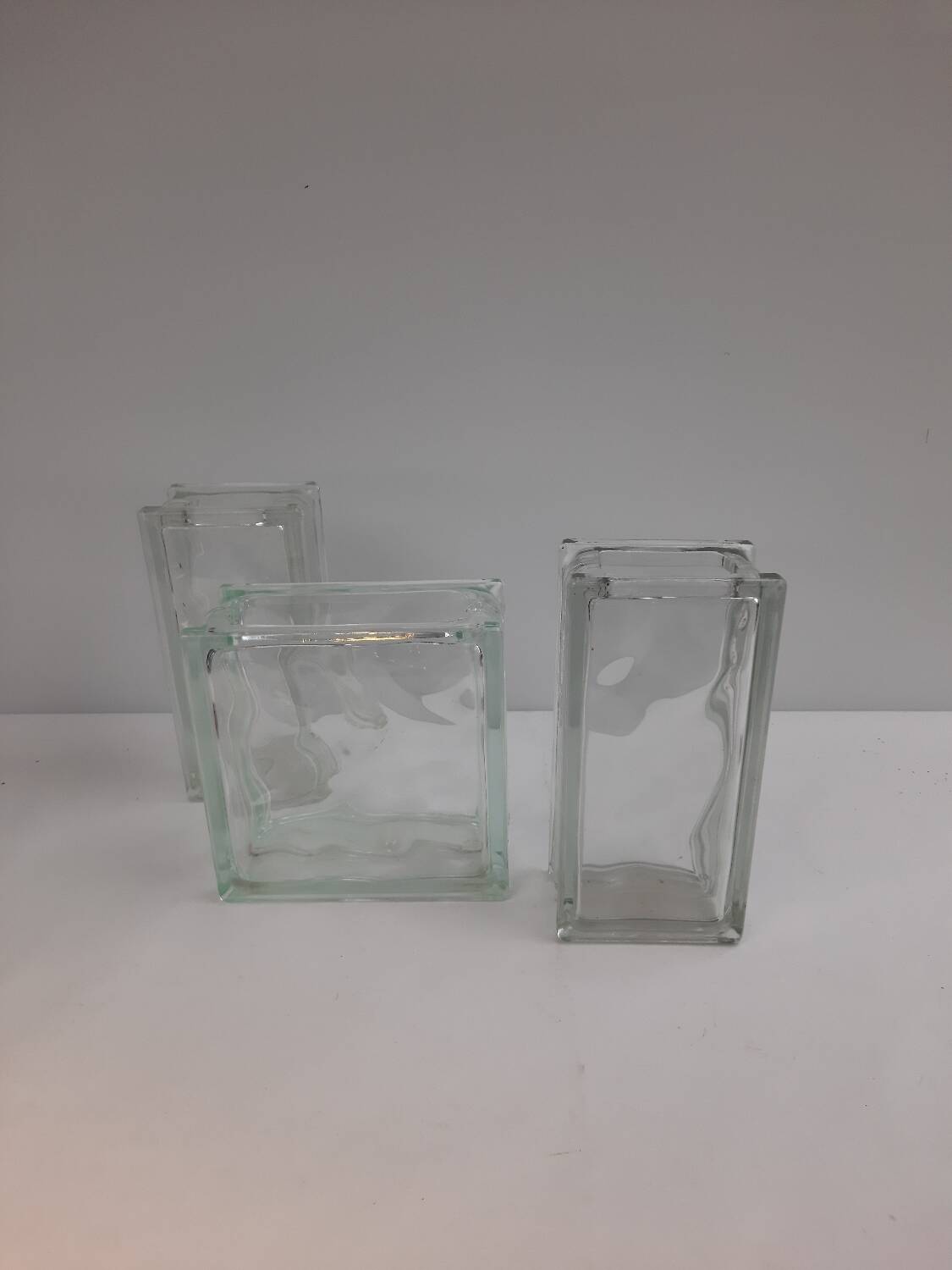 3 vintage glass brick vases