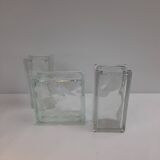3 vintage glass brick vases
