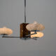 Art deco wood chrome and glass chandelier, 1940s, restored