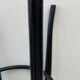 Pair of high canne stools or black curved wooden bar chairs, 1970