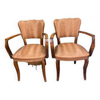 2 leather bridge armchairs