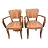 2 fauteuils bridge en cuir