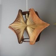 Large futuristic  wooden hanging lamp 1960s
