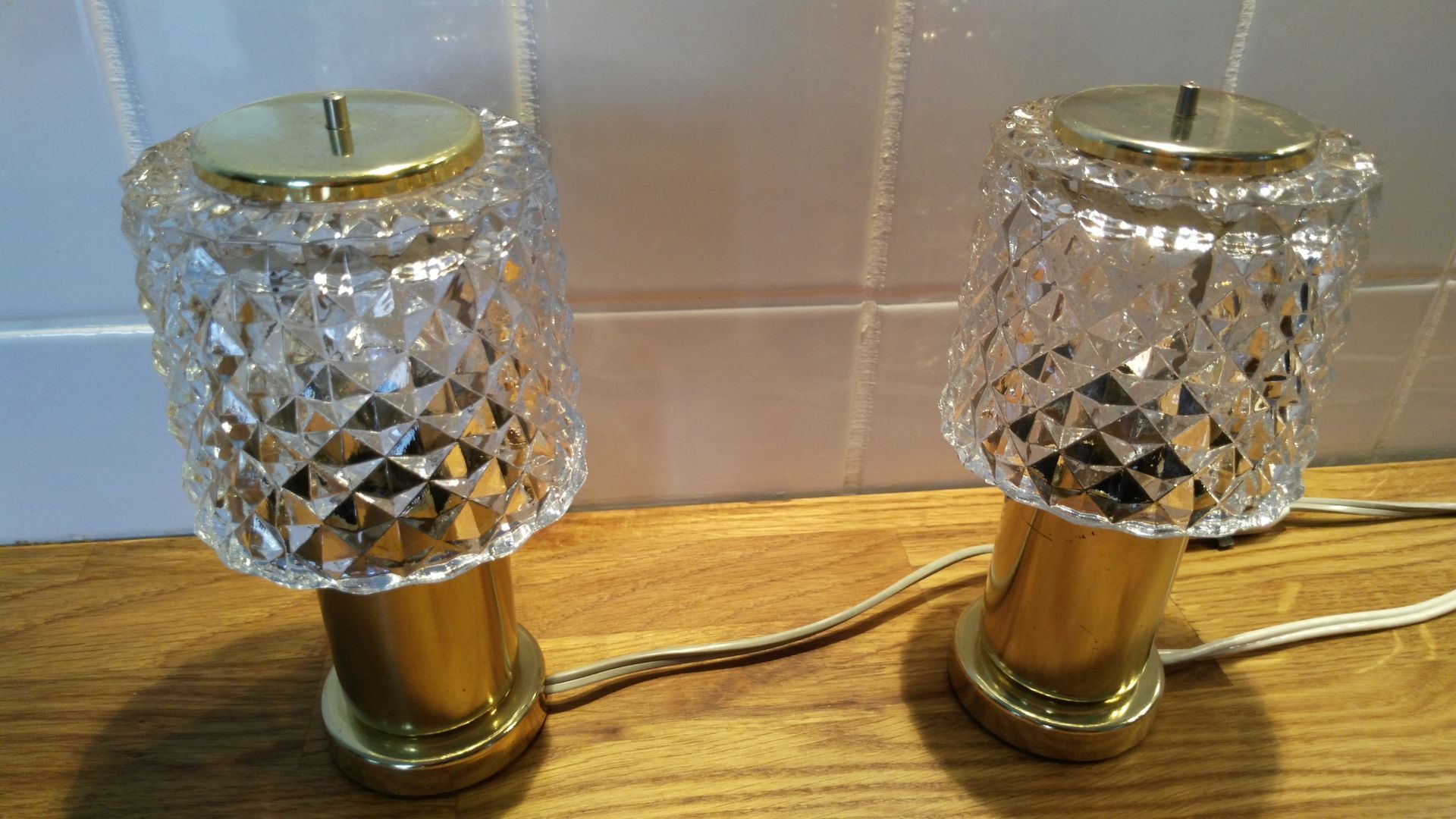 Lamps with lampshades in glass of Kamenický Šenov 1970 s