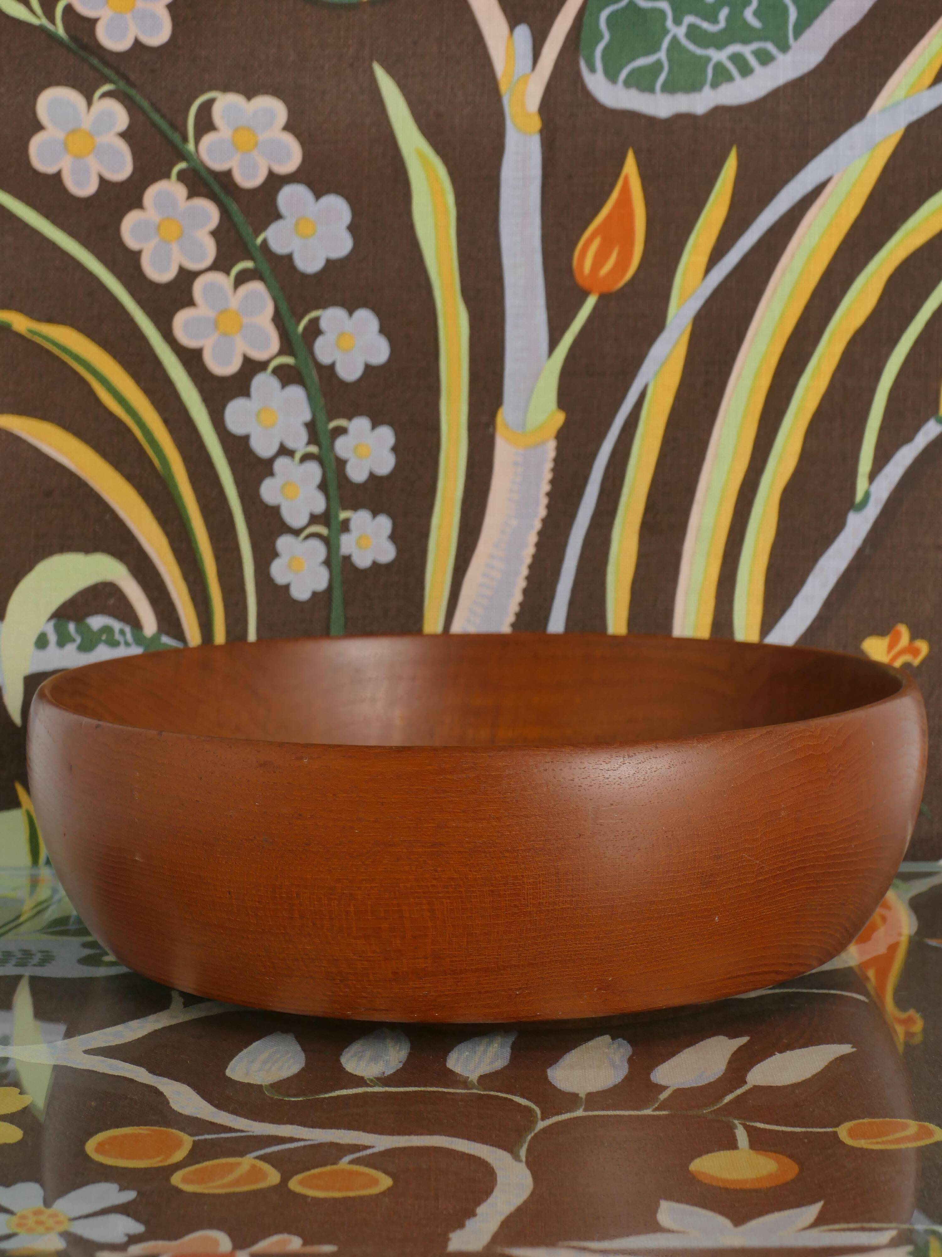 Mid-Century Modern Solid Teak Wood Bowl, Sweden 1960s