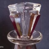 Art Deco carafe in red cut glass, in the style of Karl Palda