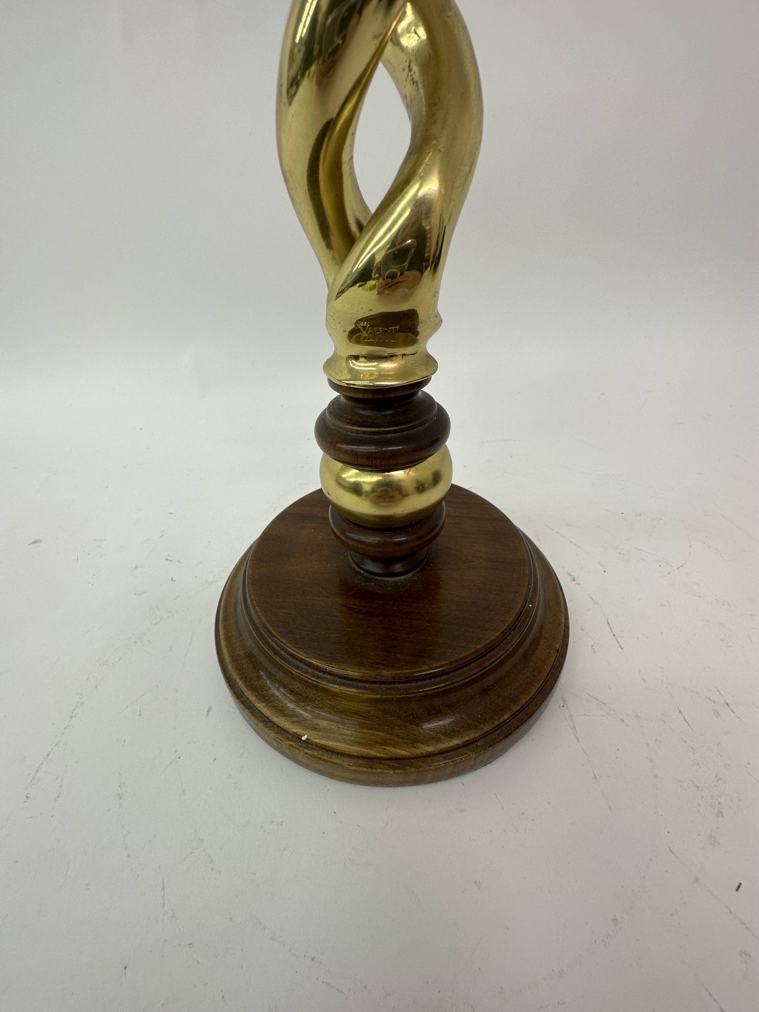 Large antique brass candle stick with wooden details , 1930’s